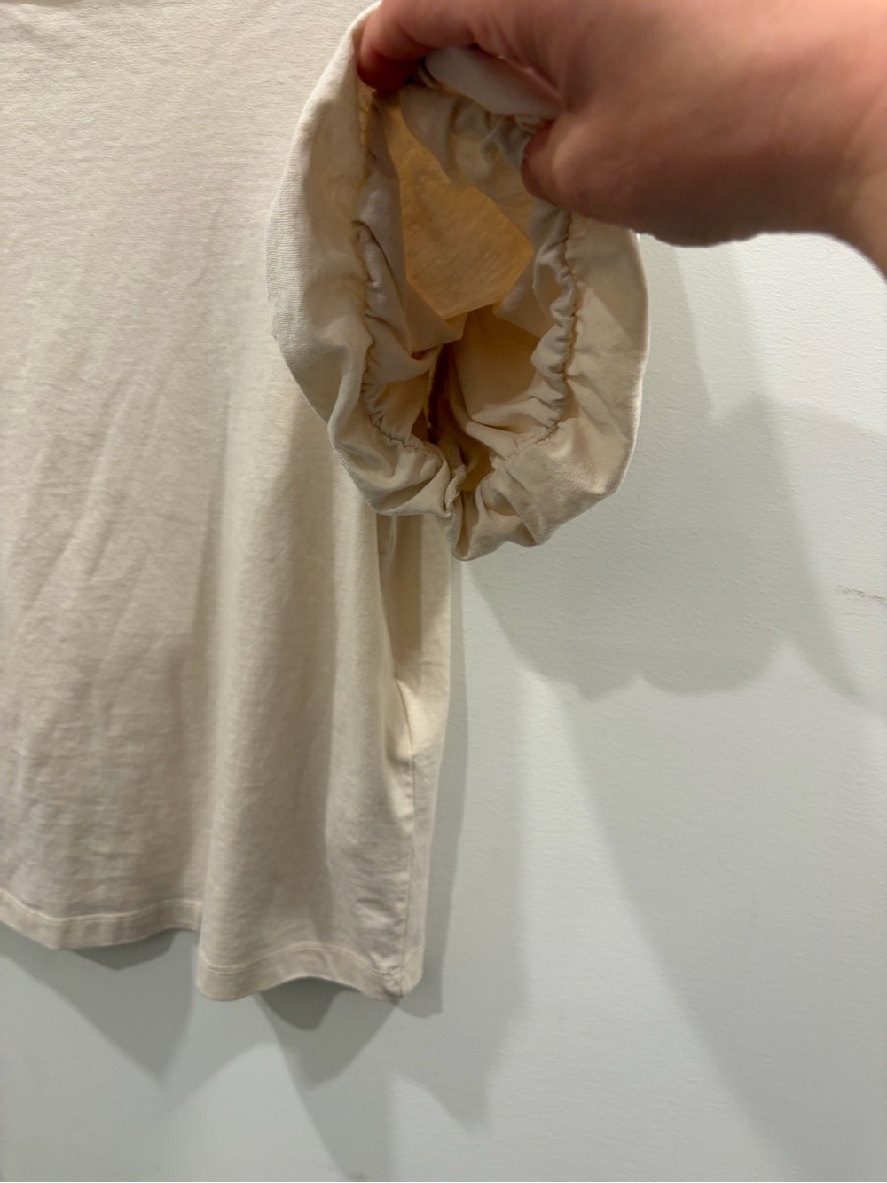Vero Modo Cream Minimalist Puffer Sleeve organic cotton blend Sm Top Chic core - Picture 5 of 9